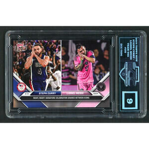 2024 Topps Now #128 Stephan Curry Lionel Messi Night Night Graded Mint 9